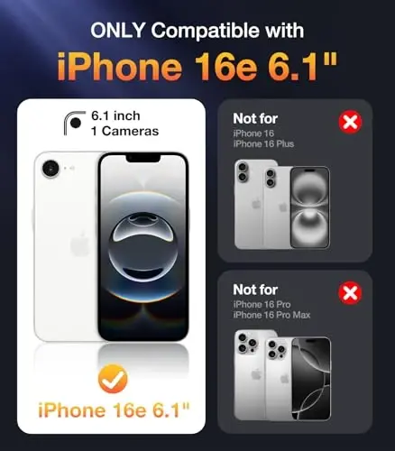 Diaclara Magnetic Designed for iPhone 16e Case, Full Body Rugged Case with Built-in Touch Sensitive Anti-Scratch Screen Protector, Soft TPU Bumper Waterproof Case (Clear Glitter) 