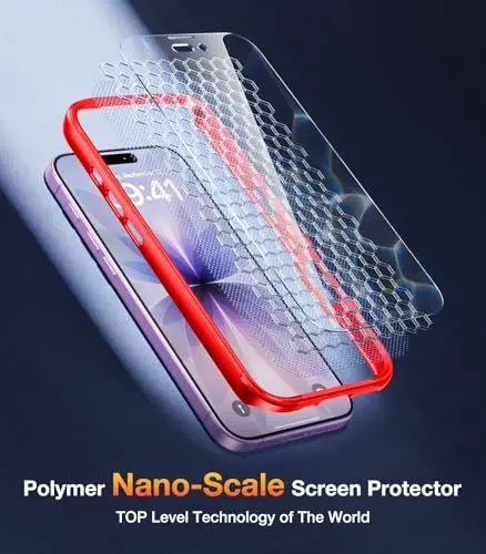 Diaclara Manyetik iPhone 17 Kılıf 6.3'' To'liq Tana Bumper,[MagSafe bilan mos keladi], O'rnatilgan ekran himoyachisi bilan harbiy tomchi o'tkazmaydigan telefon qutisi, Oson o'rnatish, Bo'shliqsiz, Qizil 