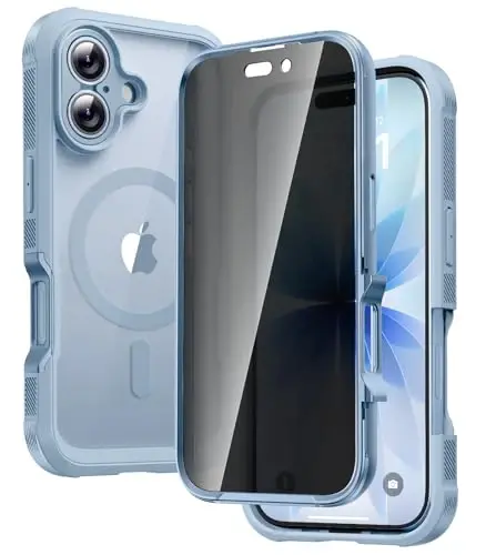 Diaclara Magnetic Designed for iPhone 17 Case 6.3'' [Full Camera Protection] Full Body Bumper with Privacy Screen Protector, [Compatible with MagSafe] Military Drop Proof Phone Case, Blue - 1