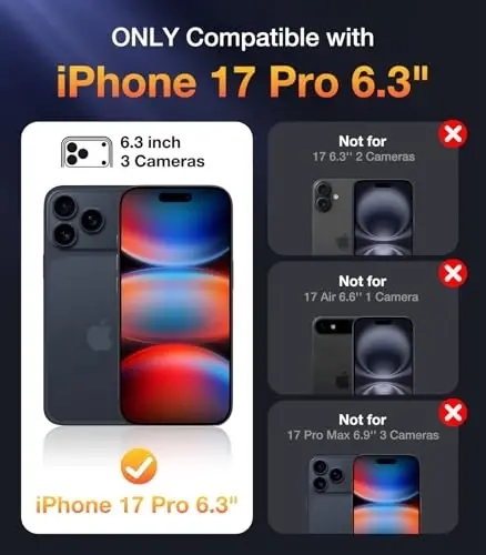 Diaclara Magnetic Designed for iPhone 17 Pro Case 6.3'' [Full Camera Protection] Full Body Bumper,[Compatible with MagSafe] Phone Case w/Built-in Privacy Screen Protector,Black - 3