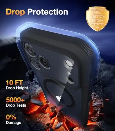 Diaclara Magnetic Designed for iPhone 17 Pro Max Case Full Body Bumper,[Compatible with MagSafe] Military Drop Proof Cover with Built-in Privacy Screen Protector,Black - 3