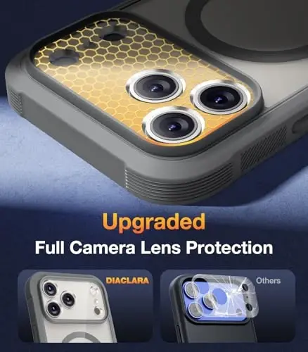 Diaclara Magnetic Designed for iPhone 17 Pro Max Case Full Body Bumper,[Compatible with MagSafe] Military Drop Proof Cover with Built-in Touch Sensitive Anti-Scratch Screen Protector, Grey Titanium - 5