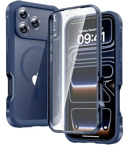 Diaclara Magnetic Designed for iPhone 17 Pro Max Case Full Body Bumper,[Compatible with MagSafe] Military Drop Proof Cover with Built-in Touch Sensitive Anti-Scratch Screen Protector,Deep Blue 