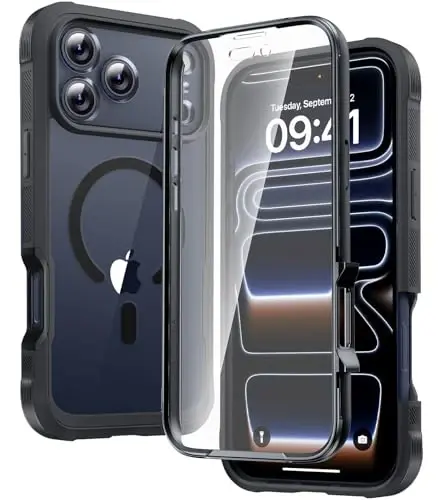 Diaclara Magnetic Designed for iPhone 17 Pro Max Case Full Body Bumper,[Compatible with MagSafe] Military Drop Proof Cover with Built-in Touch Sensitive Anti-Scratch Screen Protector, Black 