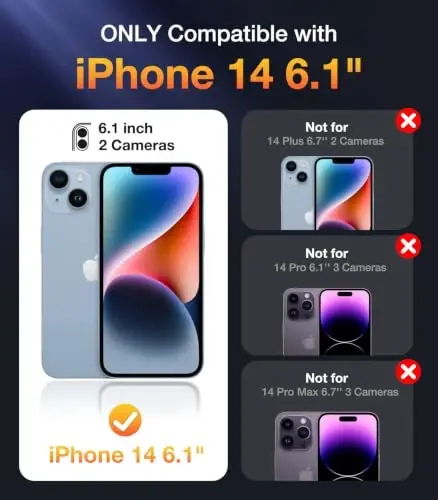 Diaclara Manyetik Tasarımlı iPhone 14 Kılıf 6.1 İnç, iPhone 14 için Dahili Gizlilik Ekran Koruyuculu, Yükseltilmiş Tam Gövde Sağlam Şeffaf Tampon Kılıf, Mavi - DIACLARA (1)