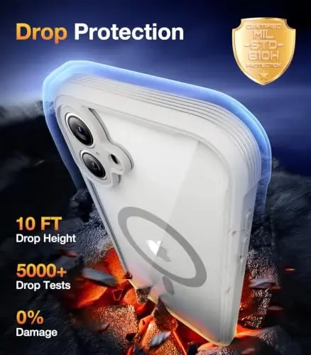 Diaclara Manyetik Tasarımlı iPhone 16 Kılıfı 6.1'' [Tam Kamera Koruması] Gizlilik Ekran Koruyuculu Tam Gövde Tampon, [MagSafe ile Uyumlu] Askeri Düşmeye Dayanıklı Telefon Kılıfı, Beyaz - 4