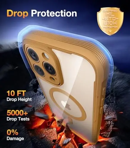 Diaclara Magnetic Designed for iPhone 16 Pro Max Case Full Body Bumper, [Compatible with MagSafe] Military Drop Proof Cover with Built-in Touch Sensitive Anti-Scratch Screen Protector, Brown - 3