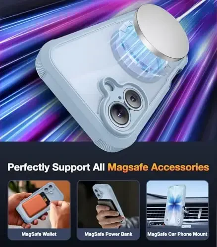 Diaclara Magnetic Designed for iPhone 17 Case 6.3 Inch Full Body Bumper,[Compatible with MagSafe] Military Drop Proof Cover with Built-in Touch Sensitive Anti-Scratch Screen Protector Blue - 5