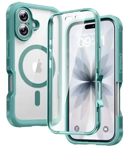 Diaclara Magnetic Designed for iPhone 17 Case 6.3 Inch Full Body Bumper,[Compatible with MagSafe] Military Drop Proof Cover with Built-in Touch Sensitive Anti-Scratch Screen Protector Green - DIACLARA