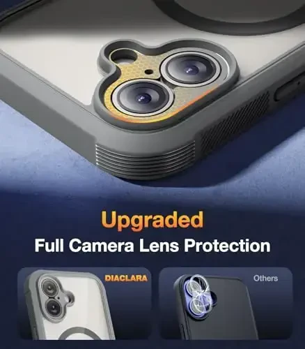 Diaclara Magnetic Designed for iPhone 17 Case 6.3 Inch Full Body Bumper,[Compatible with MagSafe] Military Drop Proof Cover with Built-in Touch Sensitive Anti-Scratch Screen Protector, Grey Titanium - 5