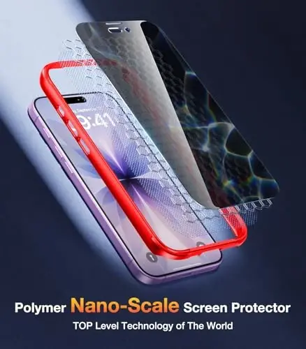 Diaclara Magnetic Designed for iPhone 17 Case 6.3'' [Full Camera Protection] Full Body Bumper with Privacy Screen Protector, [Compatible with MagSafe] Military Drop Proof Phone Case, Red - 3