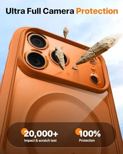 Diaclara Magnetic Designed for iPhone 17 Pro Max Case Full Body Bumper[Compatible with MagSafe] Military Drop Proof Cover with Built-in Touch Sensitive Anti-Scratch Screen Protector,Orange - 3