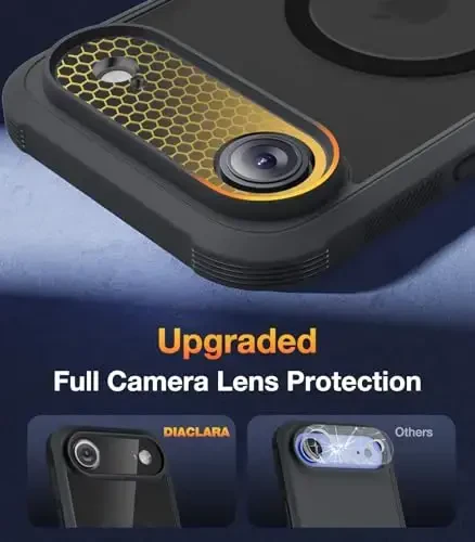 Diaclara Magnetic Designed for iPhone Air Case Full Body Bumper,[Compatible with MagSafe] Military Drop Proof Cover with Built-in Touch Sensitive Anti-Scratch Screen Protector for iPhone 17 Air Black - 5