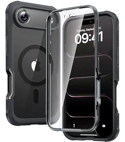Diaclara Magnetic Designed for iPhone Air Case Full Body Bumper,[Compatible with MagSafe] Military Drop Proof Cover with Built-in Touch Sensitive Anti-Scratch Screen Protector for iPhone 17 Air Black - 1