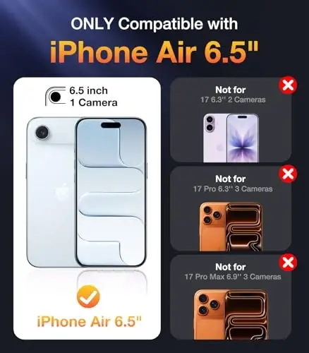 Diaclara Magnetic Designed for iPhone Air Case Full Body Bumper,[Compatible with MagSafe] Military Drop Proof Cover with Built-in Touch Sensitive Anti-Scratch Screen Protector for iPhone 17 Air Black - 7