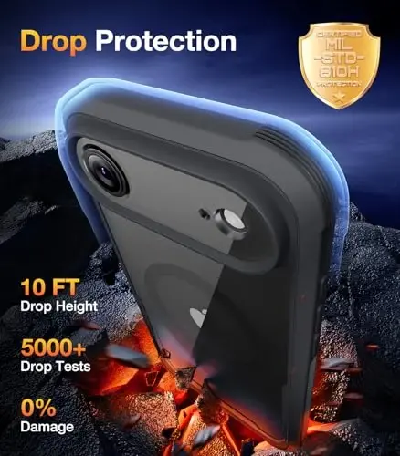 Diaclara Magnetic Designed for iPhone Air Case Full Body Bumper,[Compatible with MagSafe] Military Drop Proof Cover with Built-in Touch Sensitive Anti-Scratch Screen Protector for iPhone 17 Air Black - 3