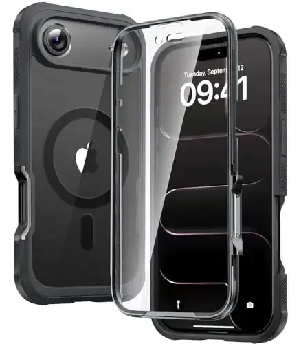 Diaclara Magnetic Designed for iPhone Air Case Full Body Bumper,[Compatible with MagSafe] Military Drop Proof Cover with Built-in Touch Sensitive Anti-Scratch Screen Protector for iPhone 17 Air Black 