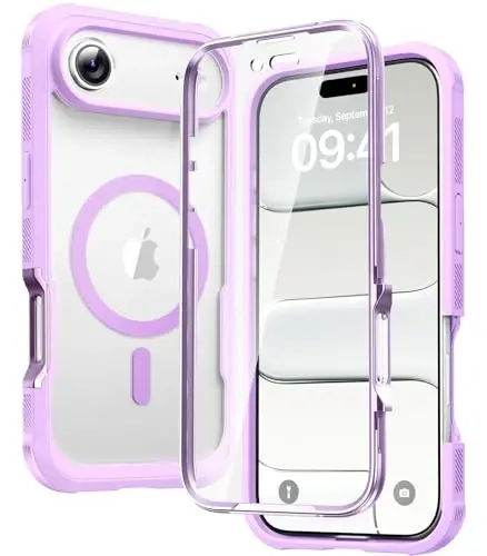 Diaclara Magnetic Designed for iPhone Air Case Full Body Bumper,[Compatible with MagSafe] Military Drop Proof Cover with Built-in Touch Sensitive Anti-Scratch Screen Protector for iPhone 17 Air Purple - DIACLARA