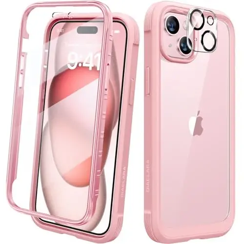 Diaclara разработанный для iPhone 15 корпус, защищенный корпус с полным покрытием, встроенный чувствительный к прикосновениям антицарапный экран, с защитой объектива камеры для iPhone 15 6,1