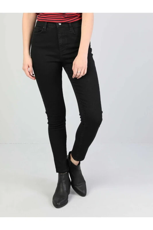 Diana High Waist Skinny Super Slim Fit Black Women's Jeans - Modazone