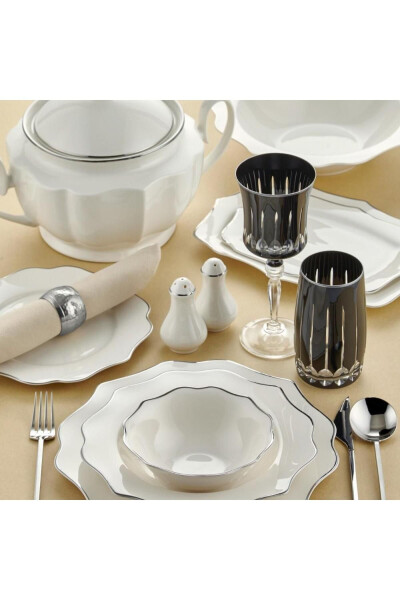 Diana Silver 60 Piece 12 Person Bone Porcelain Dinner Set - 1