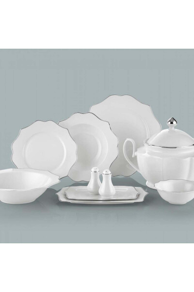 Diana Silver 60 Piece 12 Person Bone Porcelain Dinner Set - 2