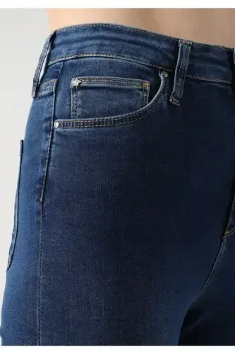 Diana Super Skinny Yuqori Bel Tor Tiqishli Ko'k Ayollar Jinsi Shimini - 7