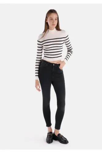 Diana Super Slim Fit High Waist Skinny Black Women's Pants - 1