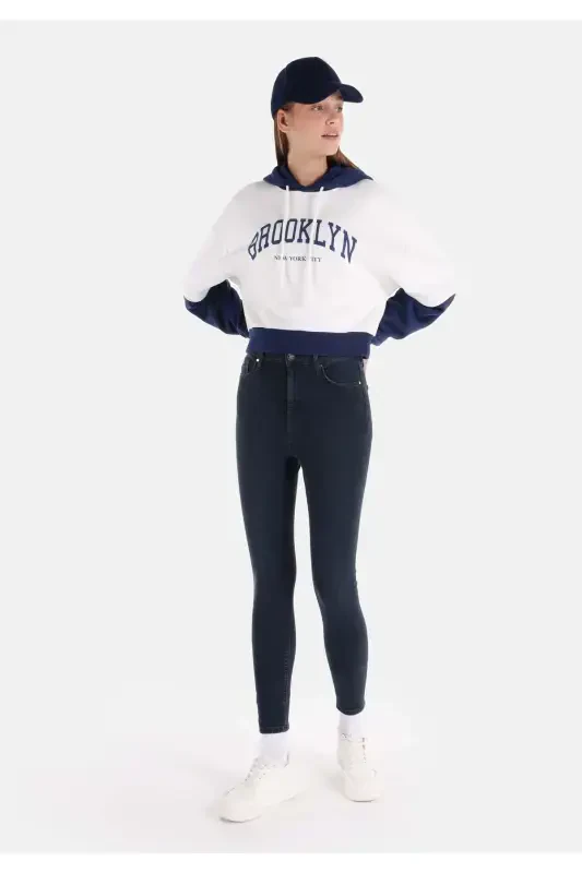 Diana Super Slim Fit High Waist Skinny Leg Dark Blue Women's Pants - 3