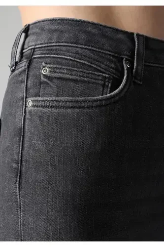 Skinny Fit Yüksek Bel Dar Paça Pamuk Kadın Denim Jean Pantolon - 6