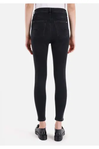 Skinny Fit Yüksel Bel Dar Paça Kadın Siyah Denim Jean Pantolon - DALLIS WASH - 2