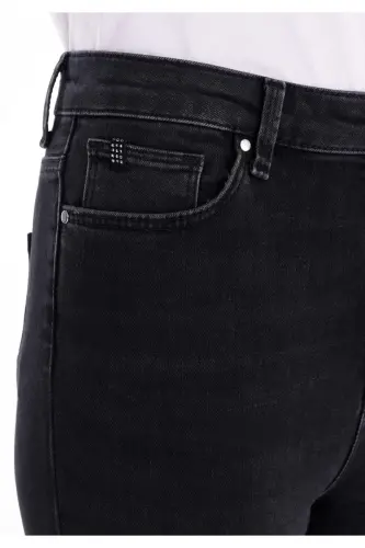 Skinny Fit Yüksel Bel Dar Paça Kadın Siyah Denim Jean Pantolon - DALLIS WASH - 6