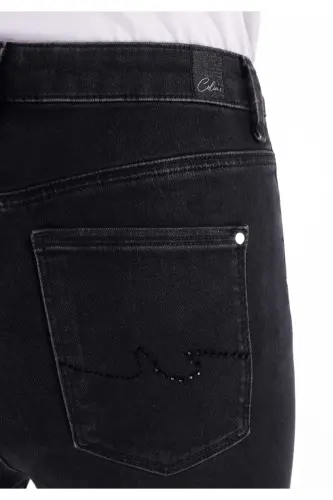Diana Super Slim Fit Yuqori Bel Tor Qora Ayollar Shimini - 5