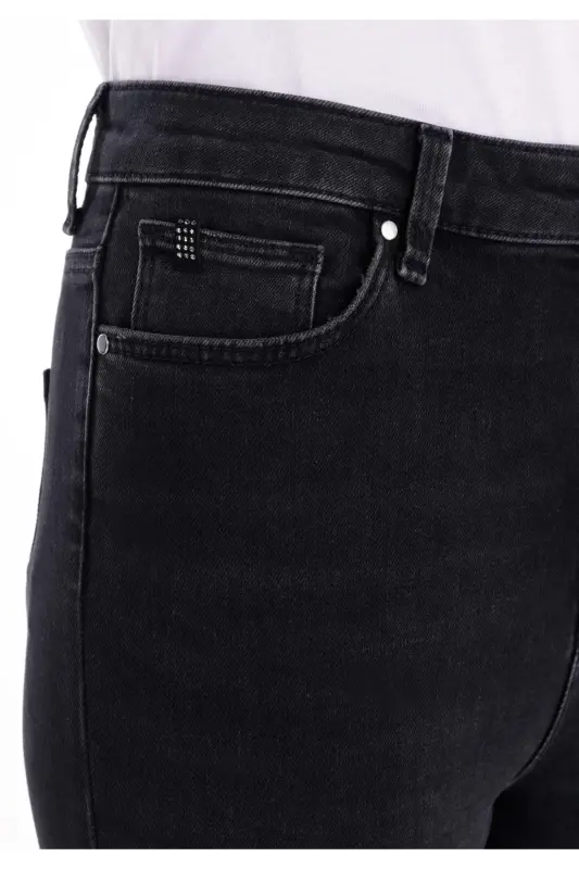Diana Super Slim Fit Yuqori Bel Tor Qora Ayollar Shimini - 6