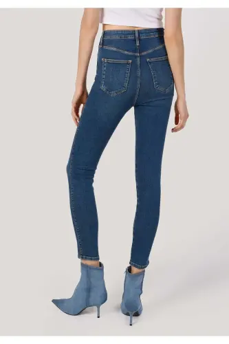 Diana Super Slim Fit Yuqori Bel Tor Tor Ko'k Rangli Ayollar Jins Shimi - COLIN'S (1)
