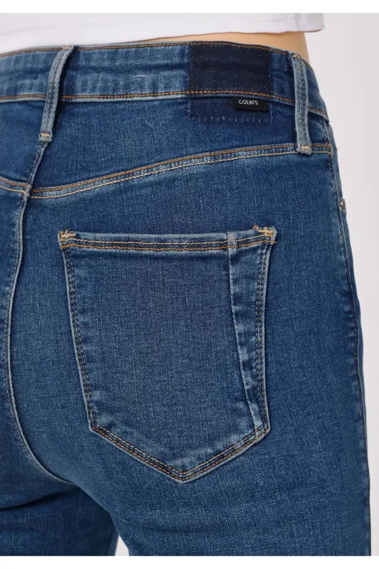 Diana Super Slim Fit Yuqori Bel Tor Tor Ko'k Rangli Ayollar Jins Shimi - 6