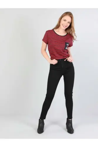 Diana Yuqori Bel Tor Tiq Super Slim Fit Qora Ayollar Jins Shimi - 3