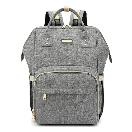 Diaper Bag Backpack, Baby Girls Boys uchun Diaper Bags, Moms Dads uchun Baby Bags, Insulated cho'ntaklari bo'lgan Nappy Changing Bag, Stroller tasmali ko'p funktsiyali suv o'tkazmaydigan ryukzak - Kulrang - 1