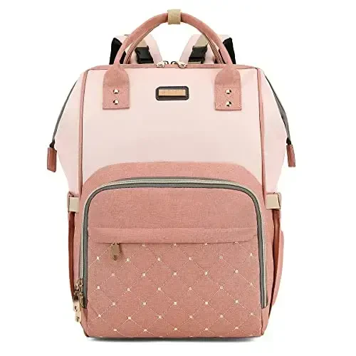 Diaper Bag Backpack, Baby Girls Boys uchun Diaper Bags, Onalar Otalar uchun Baby Bags, Izolyatsiyalangan cho'ntakli Nappy Changing Bag, Aravacha tasmali ko'p funktsiyali suv o'tkazmaydigan ryukzak - Pushti och pushti 