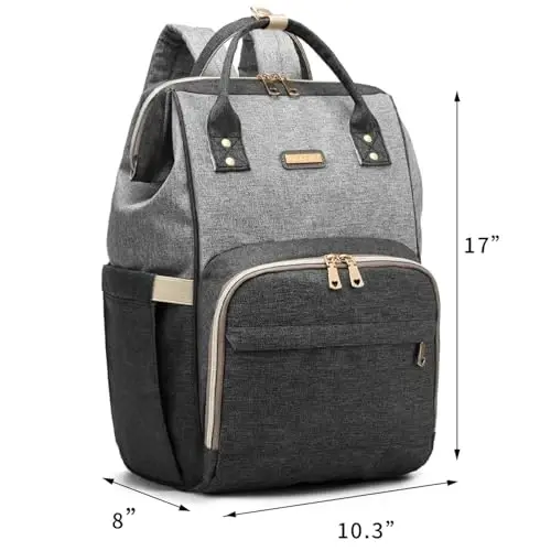 Diaper Bag Backpack for Women, Baby Bags for Girls, Diaper Bag with Changing Pad, and Insulated Pockets (Dark Grey + Light Grey) - 5