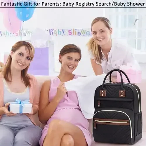 Diaper Bag Backpack for Women Large Capacity with Insulated Pockets Multifunctional Diaper Bags For Baby Girl Boy Waterproof Baby Bags For Mama Maternity Travel Bag Black - 5