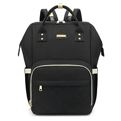 Diaper Bag Backpack, Go'dak qizlar bolalar uchun taglik sumkalari, Onalar dadalar uchun go'dak sumkalari, Izolyatsiyalangan cho'ntaklari bo'lgan taglik almashtirish sumkasi, Aravachalar uchun tasmalari bo'lgan ko'p funktsiyali suv o'tkazmaydigan ryukzak-Qora - 1