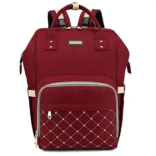 Diaper Bag Backpack, Go'dak qizlar va o'g'il bolalar uchun taglik sumkalari, Ota-onalar uchun go'dak sumkalari, Izolyatsiya qilingan cho'ntaklari bo'lgan taglik almashtirish sumkasi, Aravachalar uchun kamarlari bo'lgan ko'p funktsional suv o'tkazmaydigan ryukzak-Qizil 