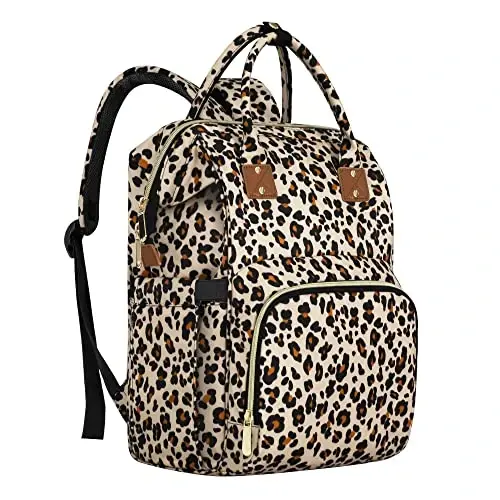 Diaper Bag Backpack Multifunction Maternity Diaper Bag for Baby Girls & Boys Large Capacity Travel Nappy Bags Leopard Print - DIAPER