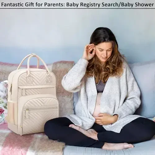 Diaper Bag Backpack Tote for Women Large Capacity, Baby Bag with Insulated Pockets Multifunctional Diaper Bags For Baby Girl Boy Waterproof Baby Bags For Boys Girls Maternity Bag Beige - 5