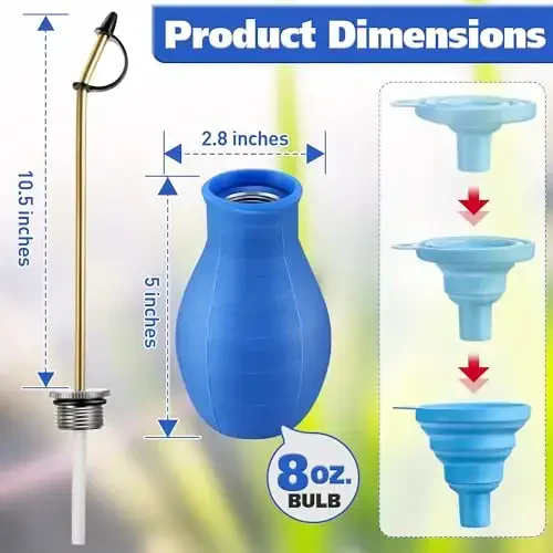 Diatomaceous Earth Powder Duster, Garden Powder Applicator Dispenser with Long Metal Tube, Bulb Duster Sprayer Insect Duster for Home Powder for Organic Gardening Agricultural Supply 1 Pack (Blue) - Modazone (1)