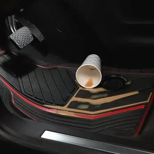 Dickies 3-Piece DuraSport Floor Mats, Heavy-Duty Mats for Cars, Trucks, SUVs — Black/Red - 3