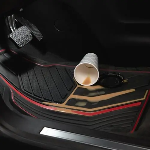 Dickies 3-Piece DuraSport Floor Mats, Heavy-Duty Mats for Cars, Trucks, SUVs — Black/Red - 3