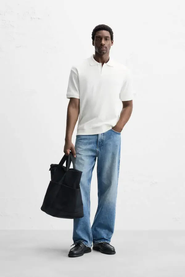 DICKY TEXTURED POLO T-SHIRT-Dirty-white - 1