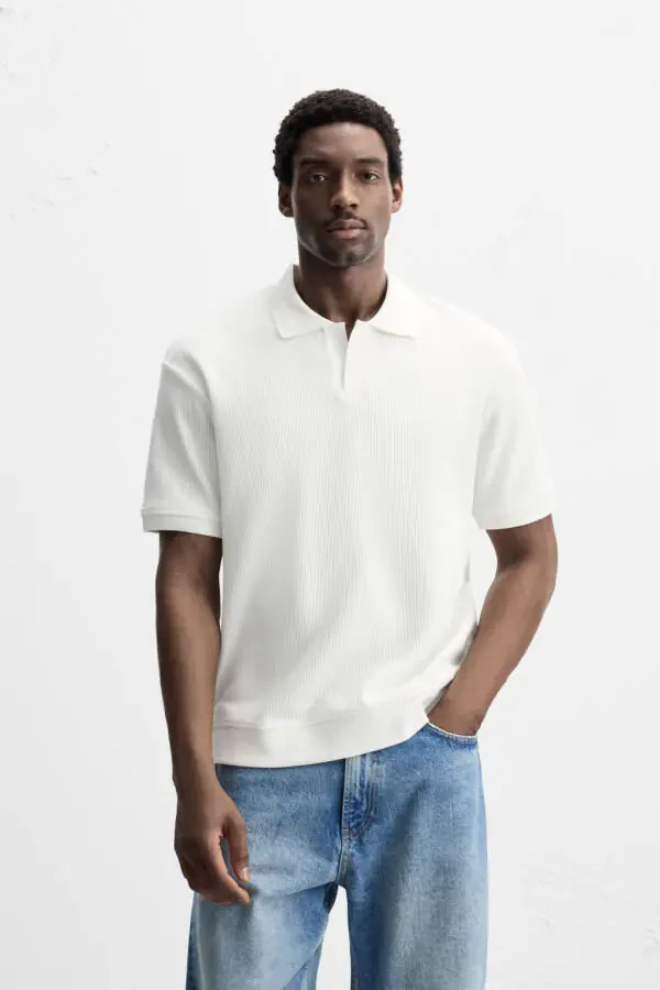 DICKY TEXTURED POLO T-SHIRT-Dirty-white - 2